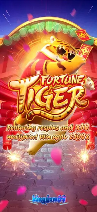 Tampilan visual slot Fortune Tiger dengan latar belakang kuil dan simbol harimau emas